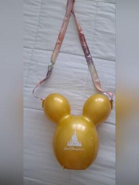 Walt Disney World 50th Anniversary Gold Mickey Popcorn Bucket with Lanyard